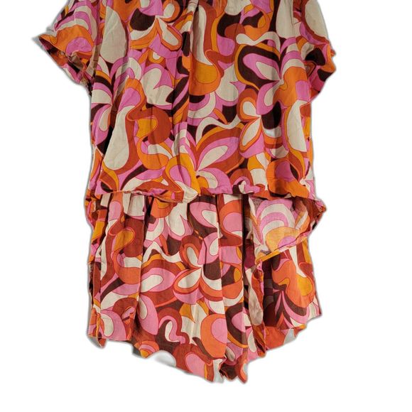 2 Pcs Ava & Viv Linen Blend 70’s Groovy Top & Bottom Orange Colorful Print XXL - Picture 3 of 10